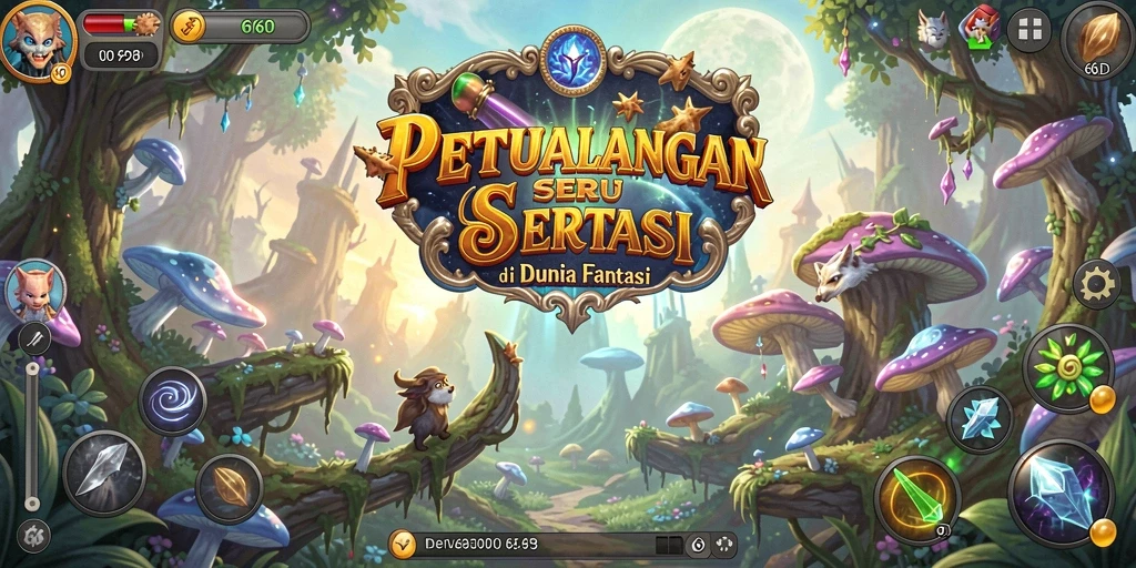 Gameplay seru di dunia petualangan 66D yang megah.