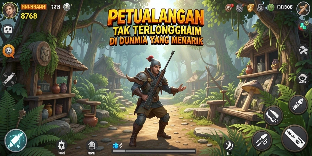Tampilan gameplay menegangkan dari 8768 dalam misi petualangan.