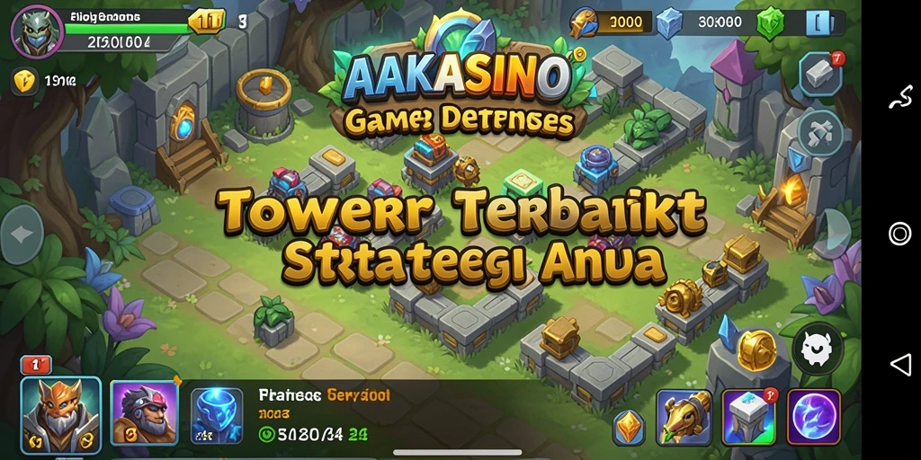 Screenshot utama AAKASINO menampilkan gameplay Tower Defense yang menegangkan.