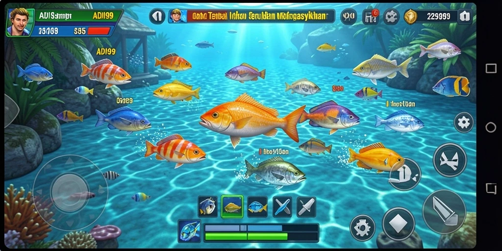 Tampilan dinamis saat berburu ikan dalam ADI99.