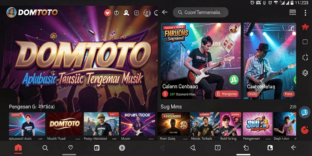 Tangkapan layar utama DOMTOTO menampilkan pengalaman musik yang menarik.