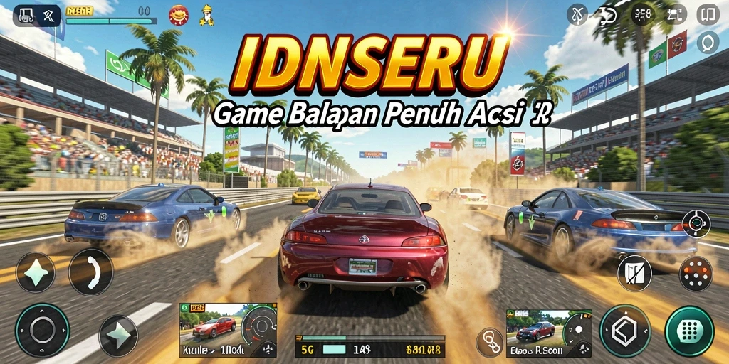 Gameplay balapan yang mendebarkan dan penuh aksi di IDNSERU.