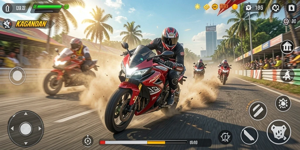 Gameplay KAGANDAN yang mendebarkan saat balapan motor.