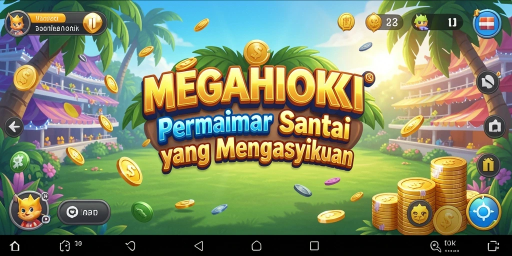 Tampilan gameplay menarik dari MEGAHOKI yang penuh warna.