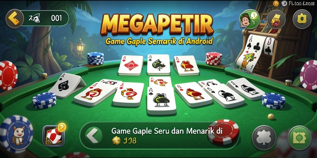 Screenshot gameplay MEGAPETIR menampilkan keseruan permainan Gaple.