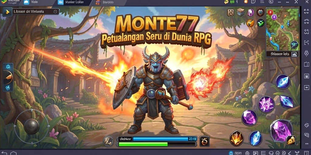 Screenshot gameplay MONTE77 menampilkan pertarungan seru di dunia RPG.