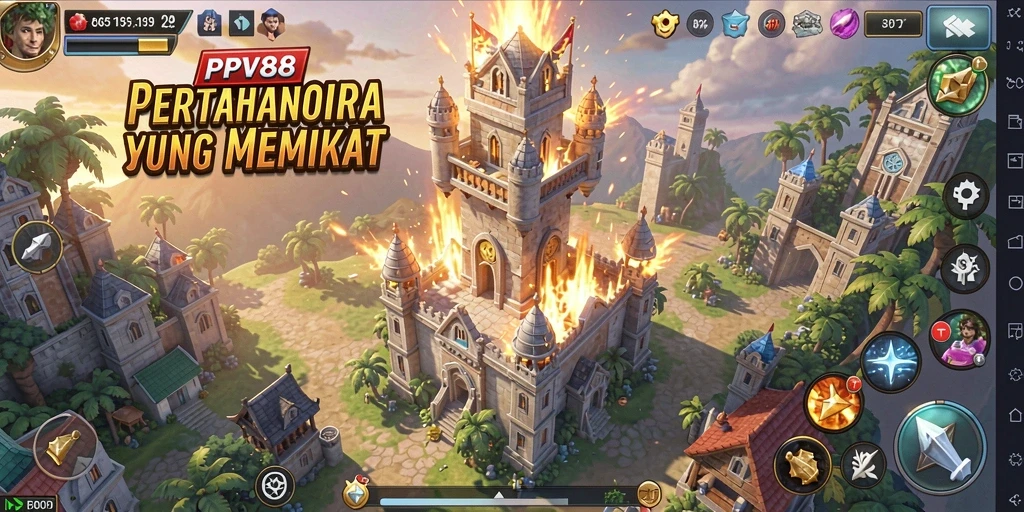 Tangkapan layar menunjukkan aksi menegangkan dalam game Tower Defense.