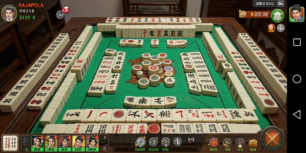 Screenshot gameplay RAJAPOLA menampilkan aksi seru permainan Mahjong.