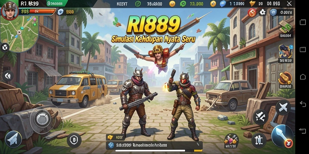 Tampilan gameplay RI889 dengan karakter dan aktivitas menarik.