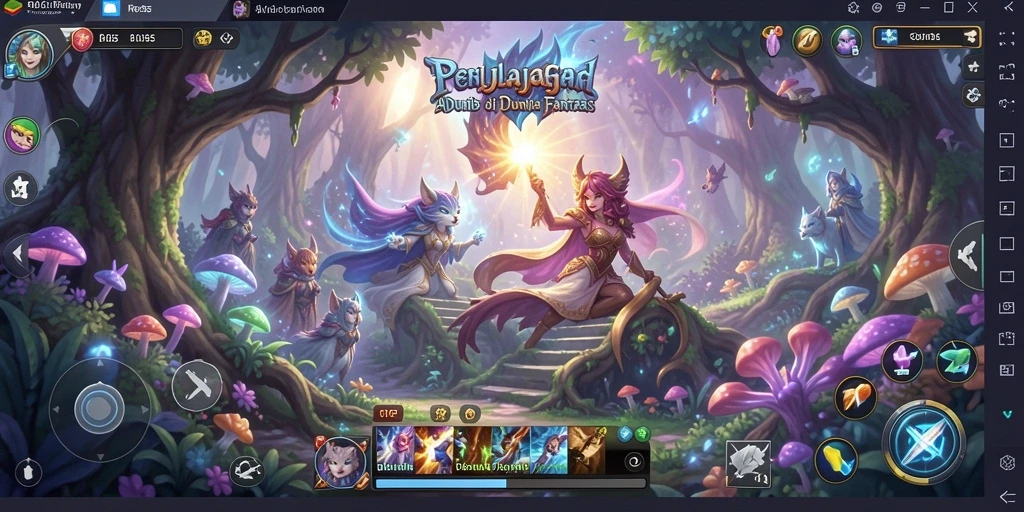 Screenshot gameplay RP55 menunjukkan karakter menjelajahi dunia yang indah.