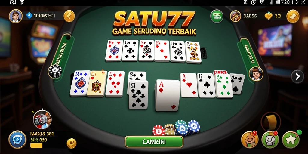 Screenshot utama SATU77 menampilkan gameplay Domino yang seru dan menarik.