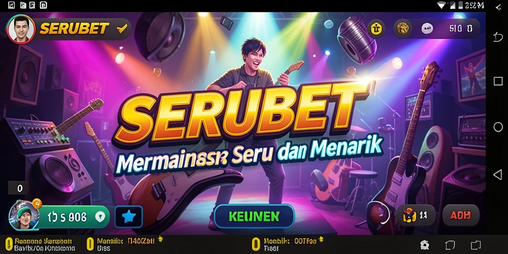 Tampilan gameplay SERUBET dengan ritme musik yang menantang.