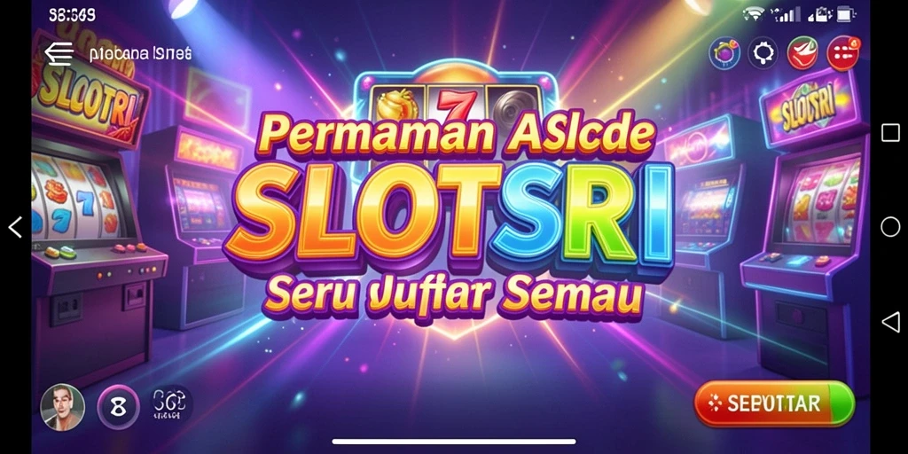 Tampilan gameplay SLOTSRI dengan mesin slot yang cerah dan menarik.