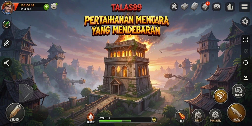Tangkapan layar TALAS89 menunjukkan aksi seru gameplay Tower Defense.