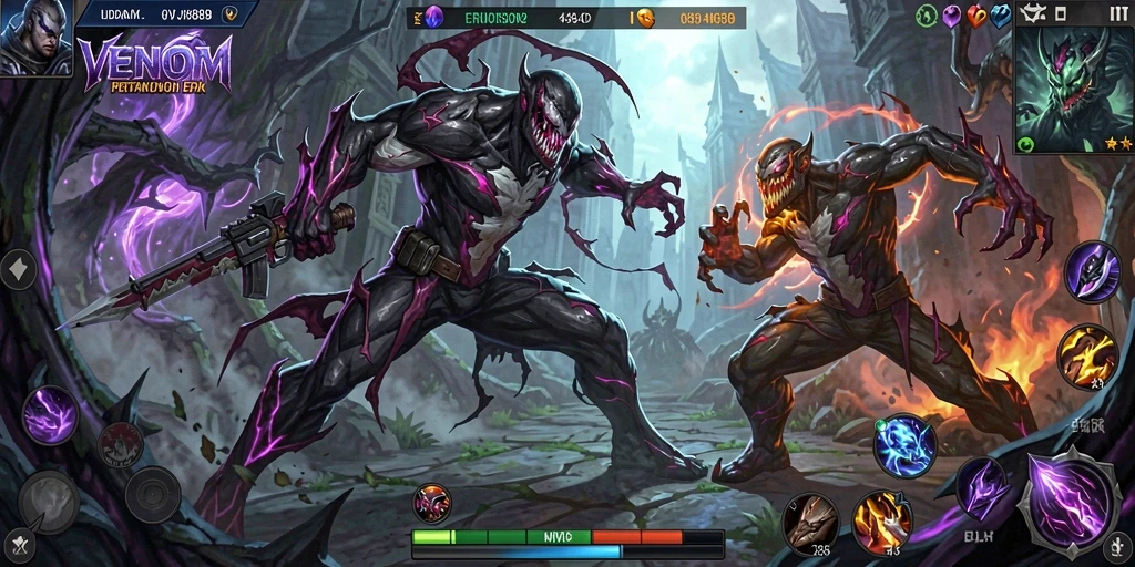 Tampilan gameplay VENOM889 dengan pertarungan seru.