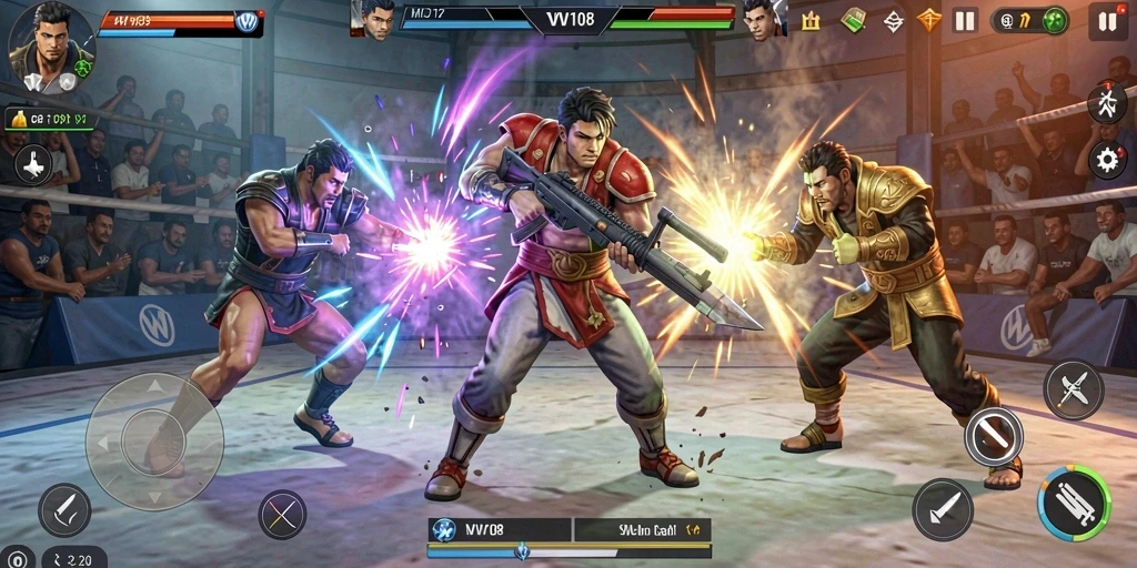 Tampilan gameplay VW108 yang intens dan mendebarkan saat pertarungan.